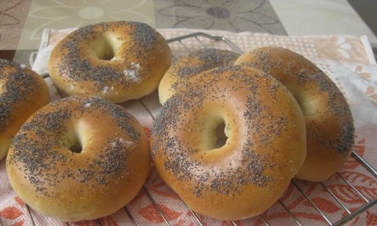 Homemade bagels with yeast