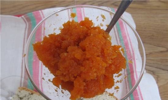 Unusual carrot jam with cinnamon from the cartoon Masha and the Bear (in a bread maker)
