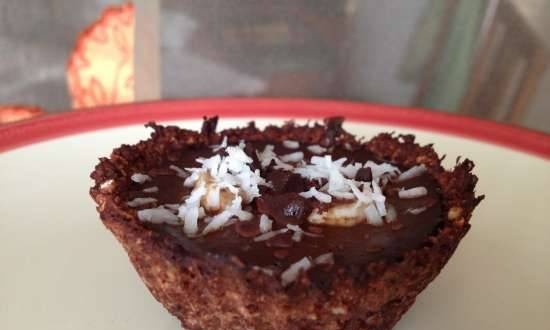 Oatmeal tartlets with chocolate cream