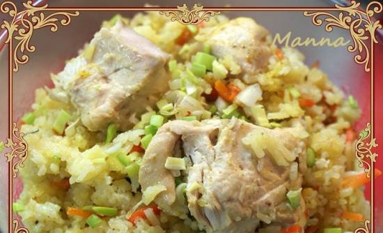 Pilaf with marinated chicken breasts (multicooker Brand 701)