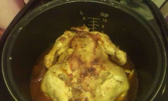 Spicy chicken with prunes in a multicooker Redmond RMC-M4502