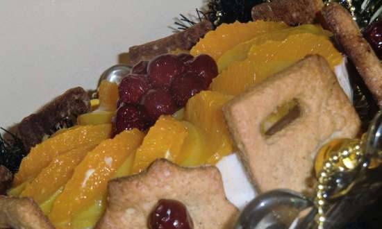 עוגת חג מולד חריפה עם עוגיות חג המולד (Weihnachtstorte mit spekulatius und lebkuchengewuerz)