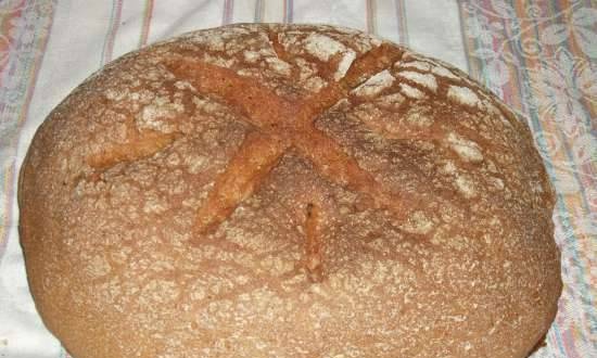Rye-wheat bread with two sourdoughs