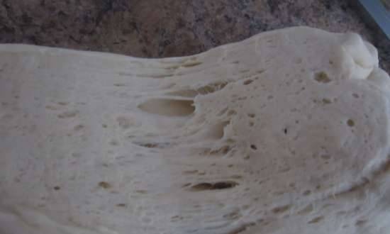 Whey dough with soda (a la yeast). Roll with whey filling