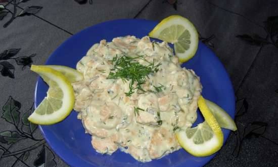 Fish in cheese and cream sauce