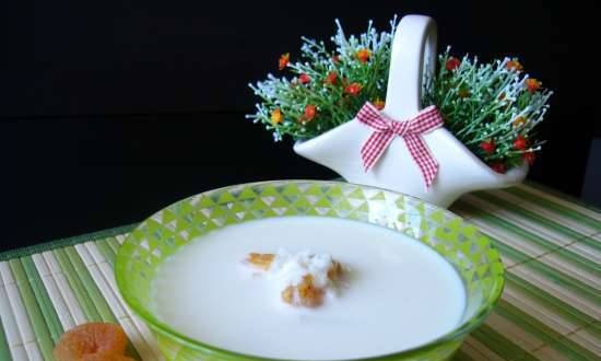 מרק חלב קר עם משמשים מיובשים עם אורז