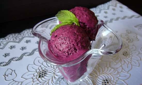 Cottage cheese-blueberry ice cream with honey