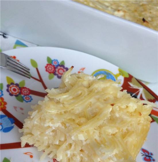 אטריות עם גבינת קוטג '(מתכון למוסדות קייטרינג, 1968)