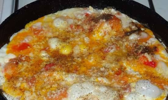Light scrambled eggs with tomatoes