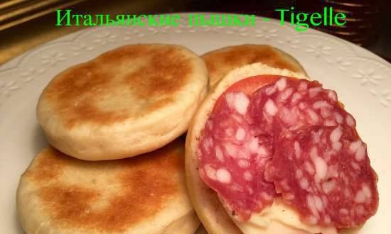 Italian donuts Tigelle (TIGELLE) (pancakes baked in a pan on dough with lard)
