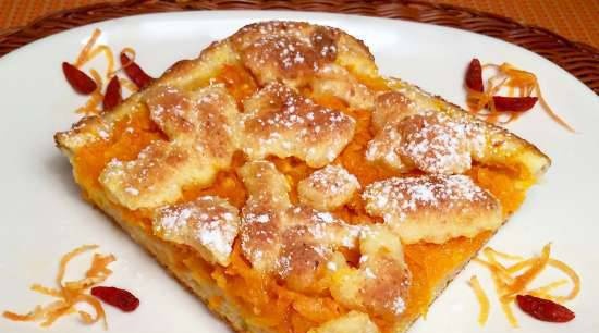 Pumpkin pie with citrus flavor on curd dough