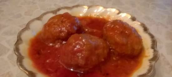 Meatballs in sweet and sour sauce with cheese
