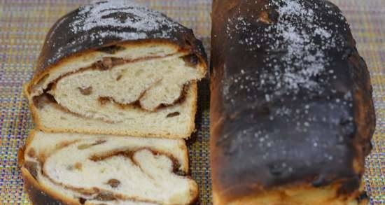 לחם חיטה עם צימוקים וספירלת קינמון סוכר