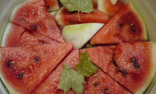 Salted watermelon (for storage in a cellar or refrigerator)