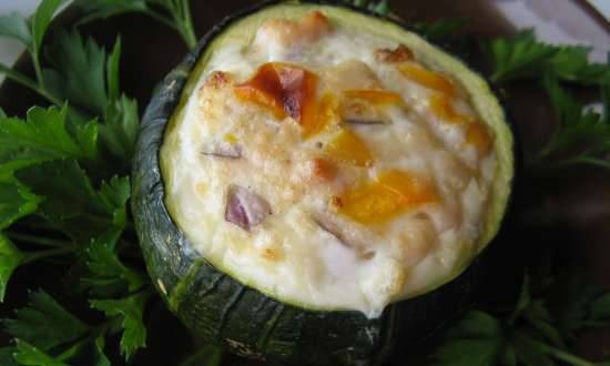 Zucchini bombs stuffed with rabbit meat and vegetables