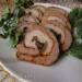 Pork and chicken roll in spices with mushrooms