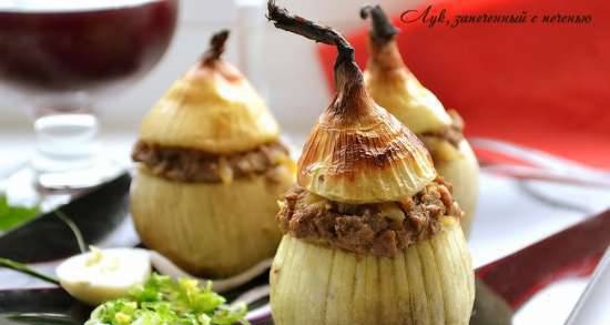 Baked onions with liver