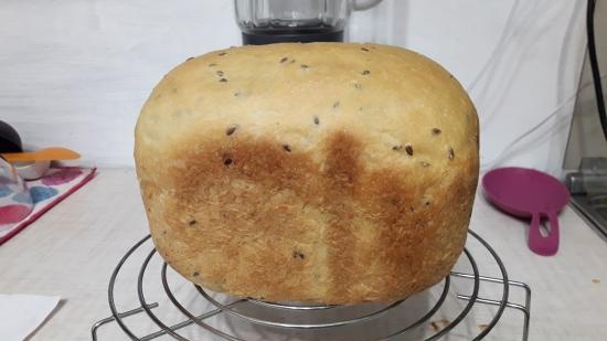 Wheat bread in brine, with flax seeds in the oven