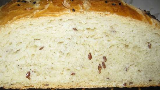 Wheat bread in brine, with flax seeds in the oven