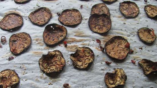 Dried eggplants with chili and rosemary