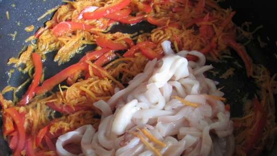Rice vermicelli with vegetables and squid (lean)
