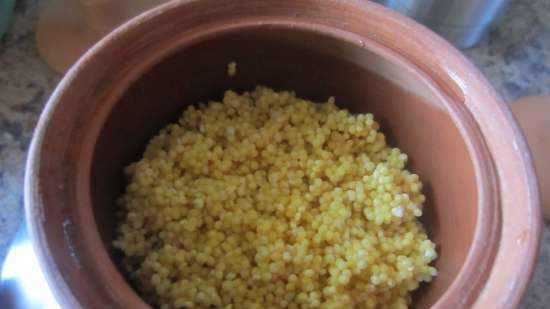 Millet porridge stewed in a pot