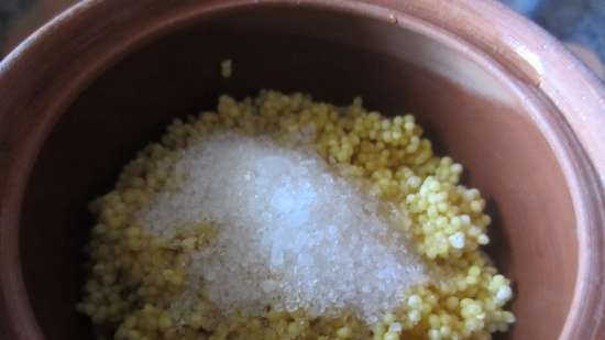Millet porridge stewed in a pot