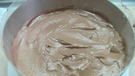 עוגת שוקולד פטל בשוקולד עם ג'לי פטל, נמלקה ומוס שמנת
