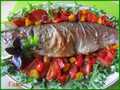 Trout baked in the oven with vegetables