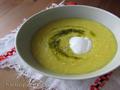 Sweet corn soup with Ricotta cheese and basil oil