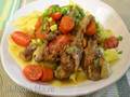 Duck wings stewed with vegetables