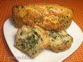 Nutritious muffin with cheese and favorite herbs (spinach)