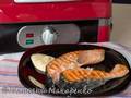 Salmon steak in a waffle iron GF-040 Waffle-Grill-Toast with three removable panels