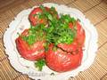 Tomatoes stuffed with chicken liver baked in an air fryer