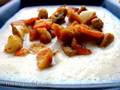 Jerusalem artichoke cream soup with fried raincoats