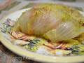 Peking cabbage stuffed cabbage with halibut and vegetables (double boiler)