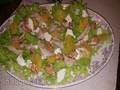 Cheese salad with salmon
